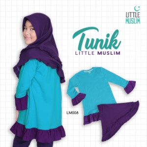 Set Baju Tunik Anak & Jilbab Little Muslim AFRA - LM008