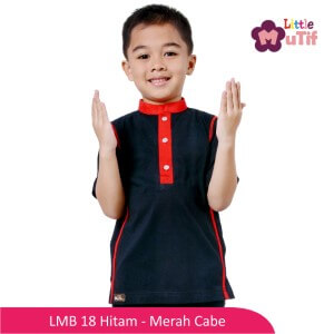 Baju Koko Anak Mutif MTIF - LMB 18B Hitam - Merah Cabe