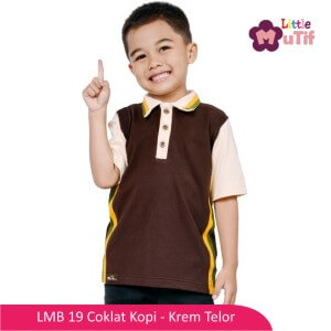 Baju Koko Anak Mutif MTIF - LMB 19C Coklat Kopi - Krem Telor