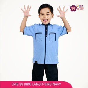 Baju Koko Anak Mutif MTIF - LMB 28B Biru Langit - Biru Navy