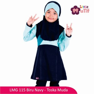 Tunik Anak Mutif MTIF - LMG 115C Biru Navy - Toska Muda