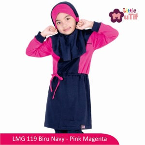 Tunik Anak Mutif MTIF - LMG 119A Biru Navy - Pink Magenta