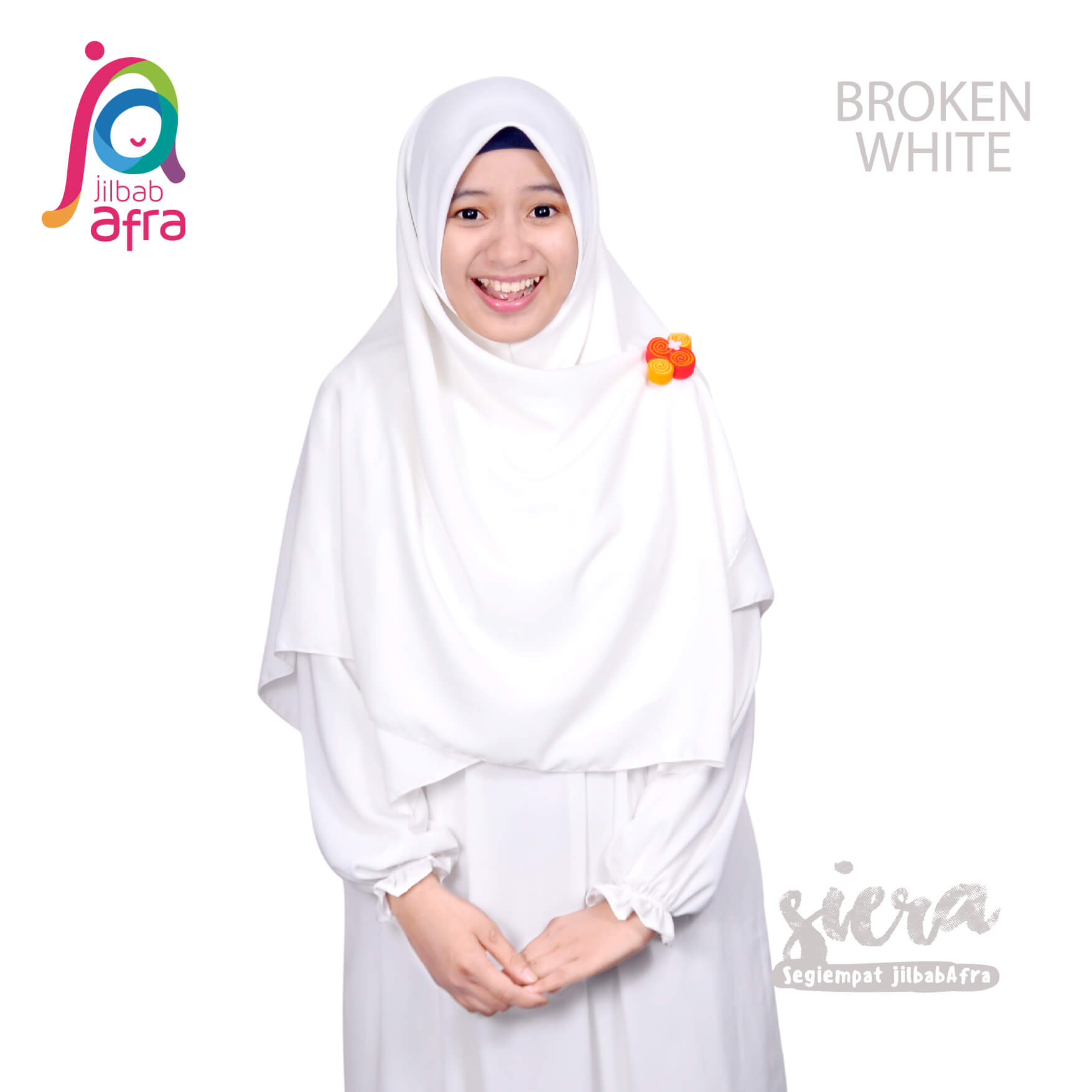 Jilbab Dewasa - Jilbab Afra Segiempat JAFR - Siera 01 Broken White - Jual Kaos Anak
