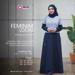 Gamis Dewasa Mutif MTIF - 219 A Biru Navy - Wafle Navy