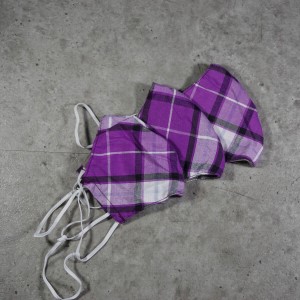 Masker Kain Mutif MTIF - Masker Kotak Ungu Tali Putih